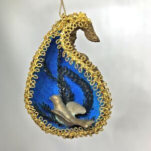 Vintage Dried Milkweed Pod Christmas Ornament Holiday Mid Century 1960s Retro